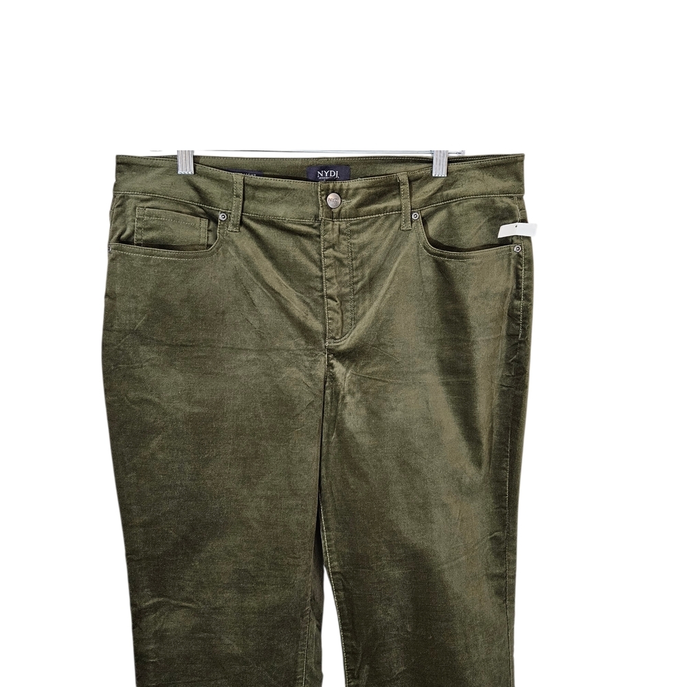 New NYDJ Marilyn Straight Olive Green Velveteen Pants 14P - Picture 5 of 8